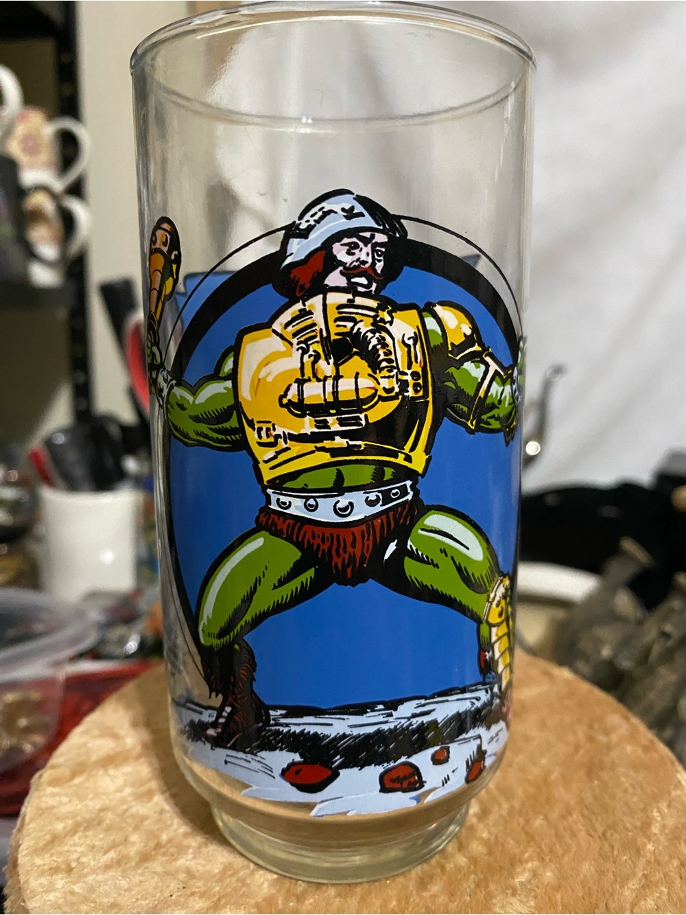 Vintage Mattel 1986 MOTU Masters of The Universe Juice Glass Man At Arms!